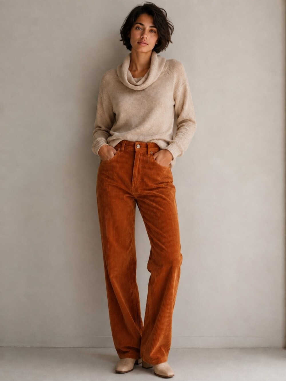BDG High Rise Baggy Rust Straight-Leg Corduroy Pants